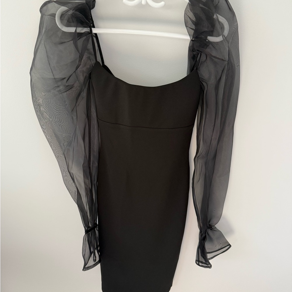 Nookie Black Dress with Sheer Long Sleeves